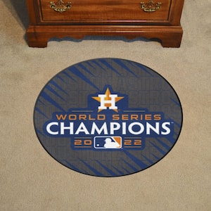 Houston Astros 2022 MLB World Series Champions Blue 2 ft. Round Baseball Mat Area Rug