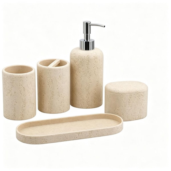 Wudkey 5-Piece Bathroom Accessory Set with Soap Dispenser