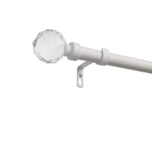 84 in. - 160 in. Adjustable Length Outdoor Curtain Rod Kit in Matte White with Crystal Ball Finial