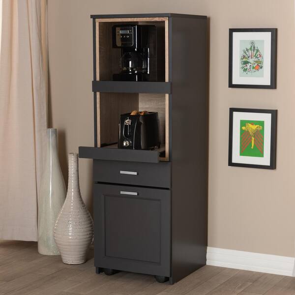 Baxton Studio Fabian Dark Grey and Oak Brown Finished Kitchen Cabinet Baxton Studio Fabian Dark Grey and Oak Brown Finished Kitchen Cabinet