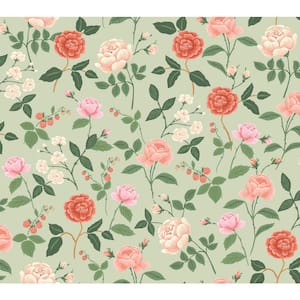 Roses Mint Pink Matte Non-Pasted Wallpaper