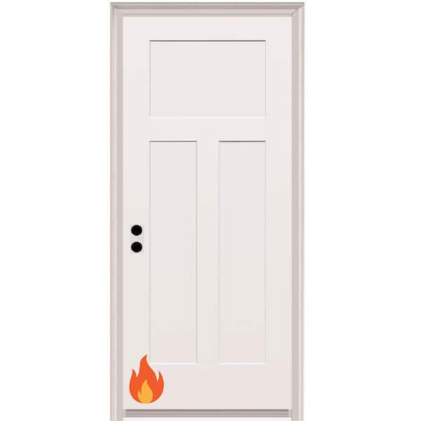32 in. x 80 in. Craftsman Right-Hand Primed Composite 20-Minute Fire-Rated House-to-Garage Single Prehung Interior Door