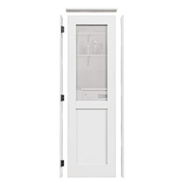ARK DESIGN 24 in. x 80 in. 1/2-Lite Frosted Glass Right-Handed White Solid Core Single Door Kit with Quick Assemble Jamb