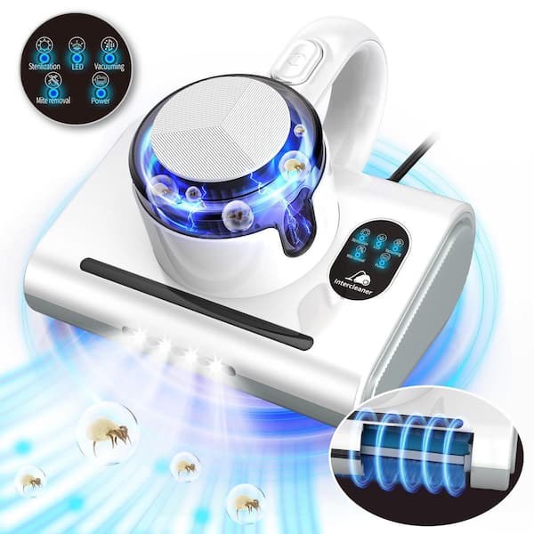 Bagless Corded HEPA Filter Handheld Vacuum for Mattress Sofa Pillow Cleaning in White with UV-C Light