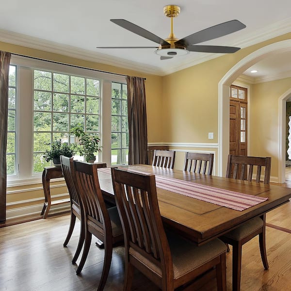 Hardley 52 in. Dimmable LED Indoor/Outdoor Gold Smart Ceiling Fan with Light and Remote, Works with Alexa/Google Home