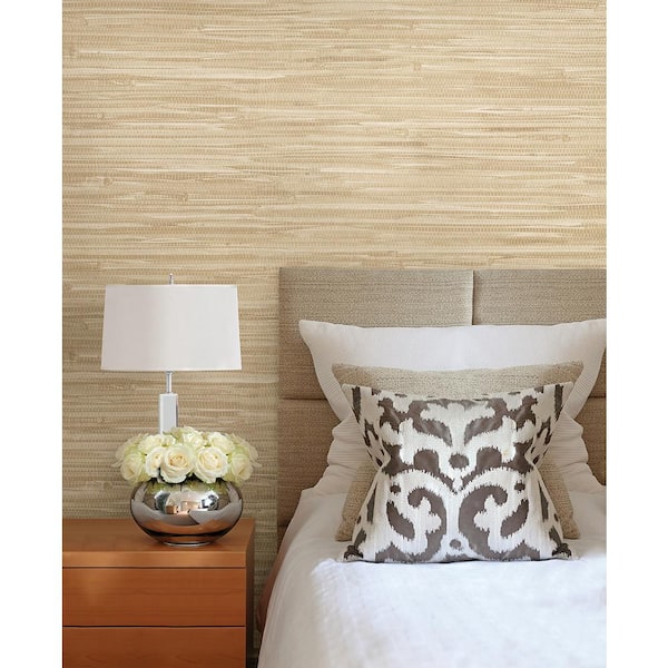 Martina Beige Grasscloth Beige Wallpaper Sample