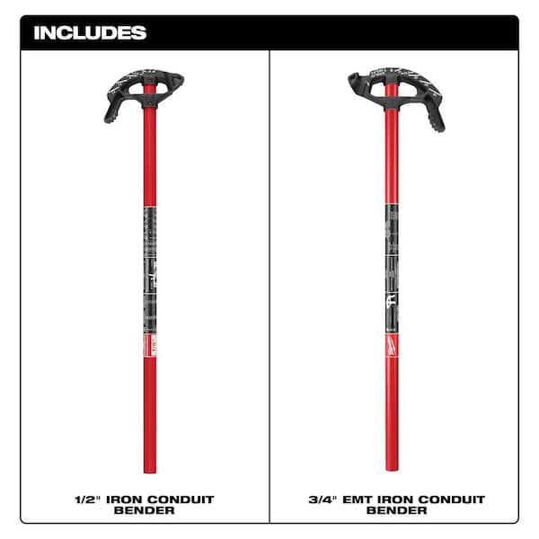 1/2 in. and 3/4 in. Iron Conduit Bender Head with Handle Set (2-Pack)