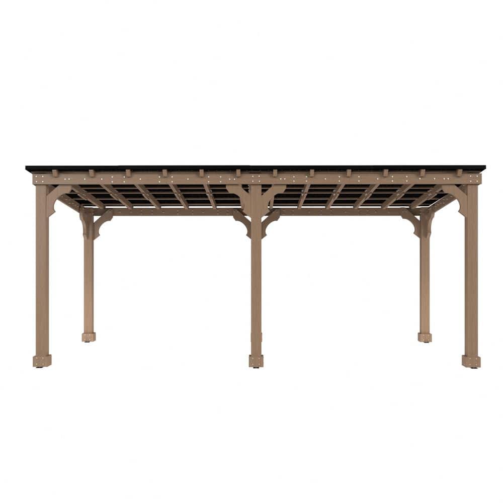 VEIKOUS 20 ft. W x 10 ft. D Cedar Wood Outdoor Gazebo with Steel