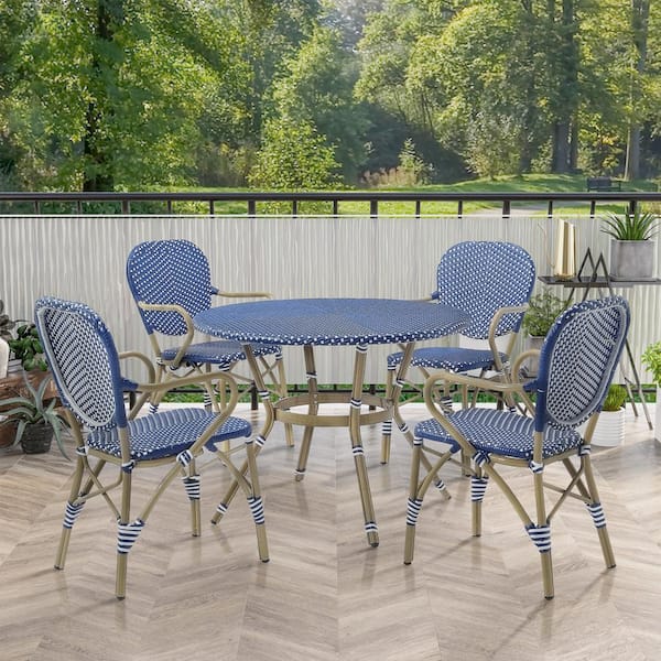 Furniture of America Corvo Brown 5-Piece Aluminum Round Outdoor Dining Set