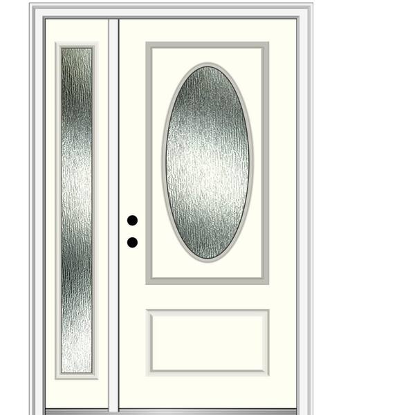 MMI Door 50 in. x 80 in. Right-Hand/Inswing Rain Glass Alabaster Fiberglass Prehung Front Door on 6-9/16 in. Frame