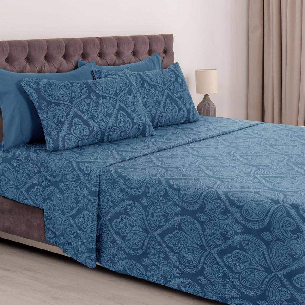 Lux Decor 6-Piece Microfiber Sheet Set Paisley Pattern with Deep Pocket Fitted Sheet and Pillowcases-Full Navy price history on PriceWatchPro