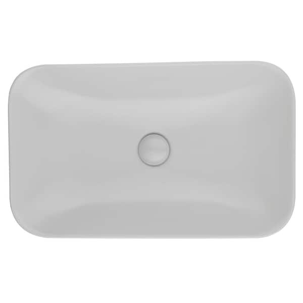 Flynama 24 in. Countertop Art Basin Ceramic Oval Chrome Wash Basin in Grey