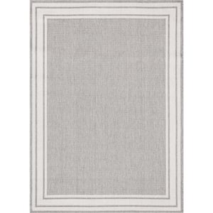 Fallon Perry Grey 7 ft. 10 in. x 9 ft. 10 in. Modern Border Indoor/Outdoor Area Rug