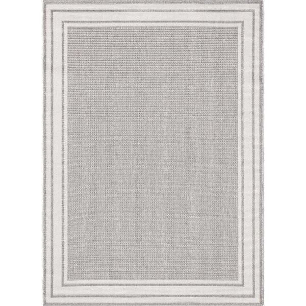 Well Woven Fallon Perry Grey 7 ft. 10 in. x 9 ft. 10 in. Modern Border Indoor/Outdoor Area Rug