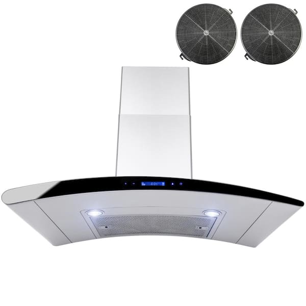 AKDY 30 in. Convertible Wall Mount Range Hood in Stainless Steel with Touch Control and Carbon Filters