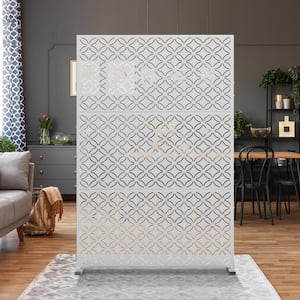 72 in. x 47 in. Outdoor Metal Privacy Screen Garden Fence in Palace Design in White