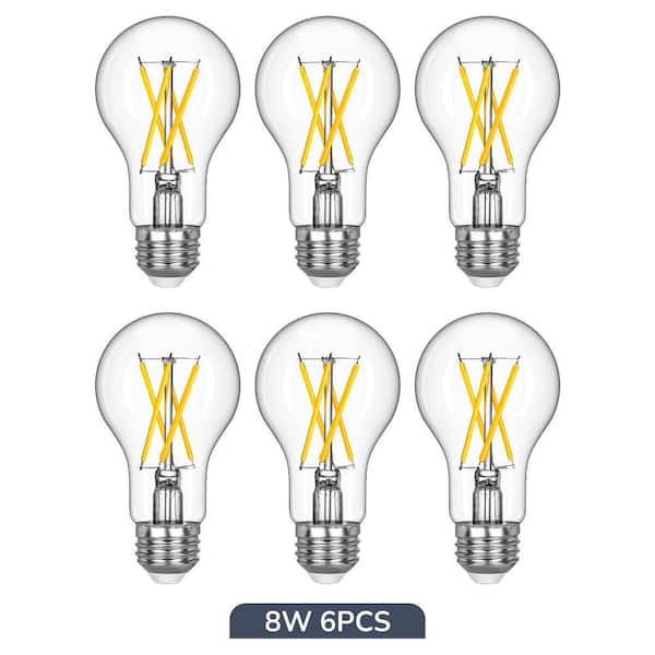 60-Watt Equivalent A19 Dimmable E26 Base Vintage Edison LED Light Bulb 4000K Cool White (6-Pack)