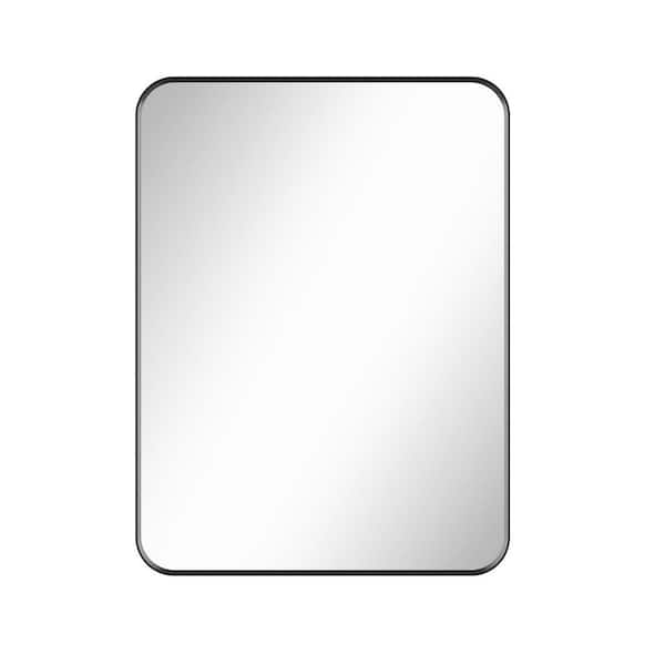 Unbranded 24x32 Inch Matte Black Mirror: Copper-Free, Anti-Rust Aluminum Frame ,Horizontal/Vertical Hanging