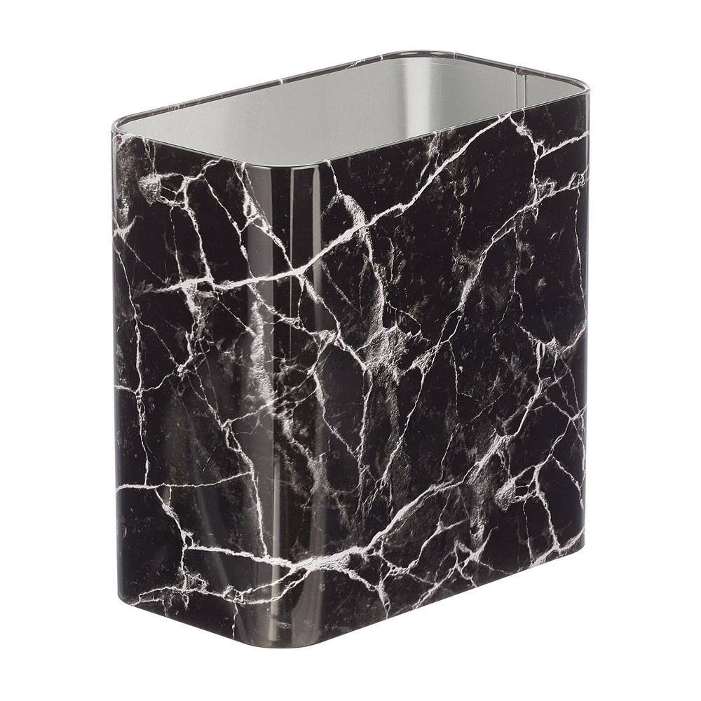 2.4 Gal. Black Marble Rectangular Small Metal Trash Can HPRCNX11 The