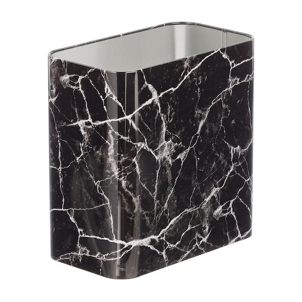 Unbranded 2.4 Gal. Black Marble Rectangular Small Metal Trash Can
