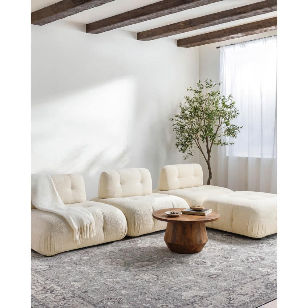 Gray Rectangular Synthetic Medium Pile Area Rug 9'2" x 12'