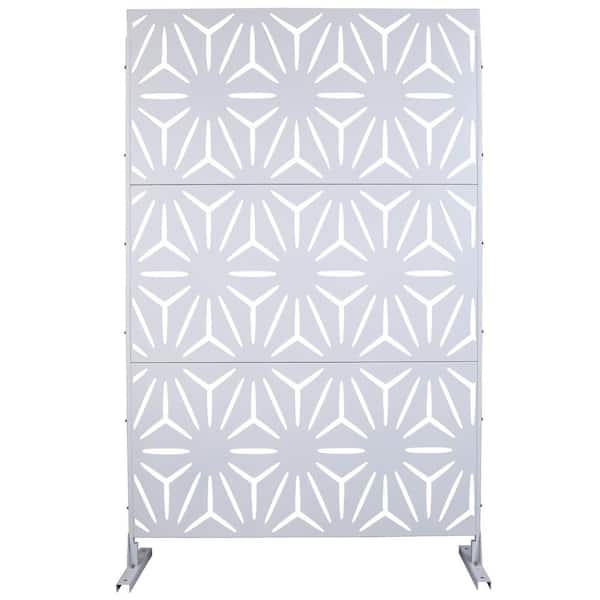 Sudzendf Outdoor and Indoor Freestanding Decorative Privacy Screen Metal Privacy Screen, Fence Panels in White