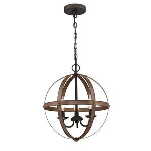 Stella Mira 3-Light Barnwood Chandelier with Oil Rubbed Bronze Accents