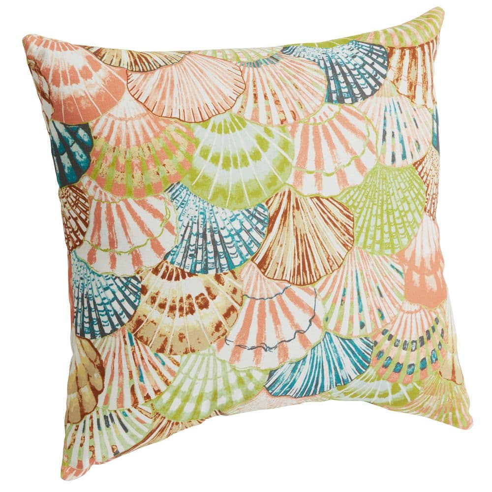 Hampton Bay - 18 in. x 18 in. Outdoor Patio Throw Pillow in Layered Shells