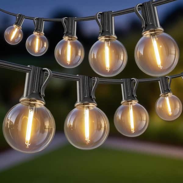 G40 26-Light 50 ft. Indoor/Outdoor Plug-In LED Globe String-Light Shatterproof Waterproof for Porch Bistro Backyard