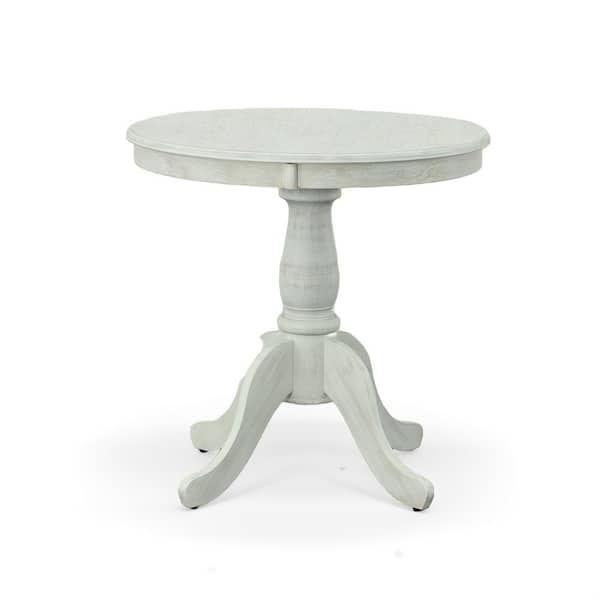 Fairview Whitewash Wood 30 in. Pedestal Dining Table Seats 4