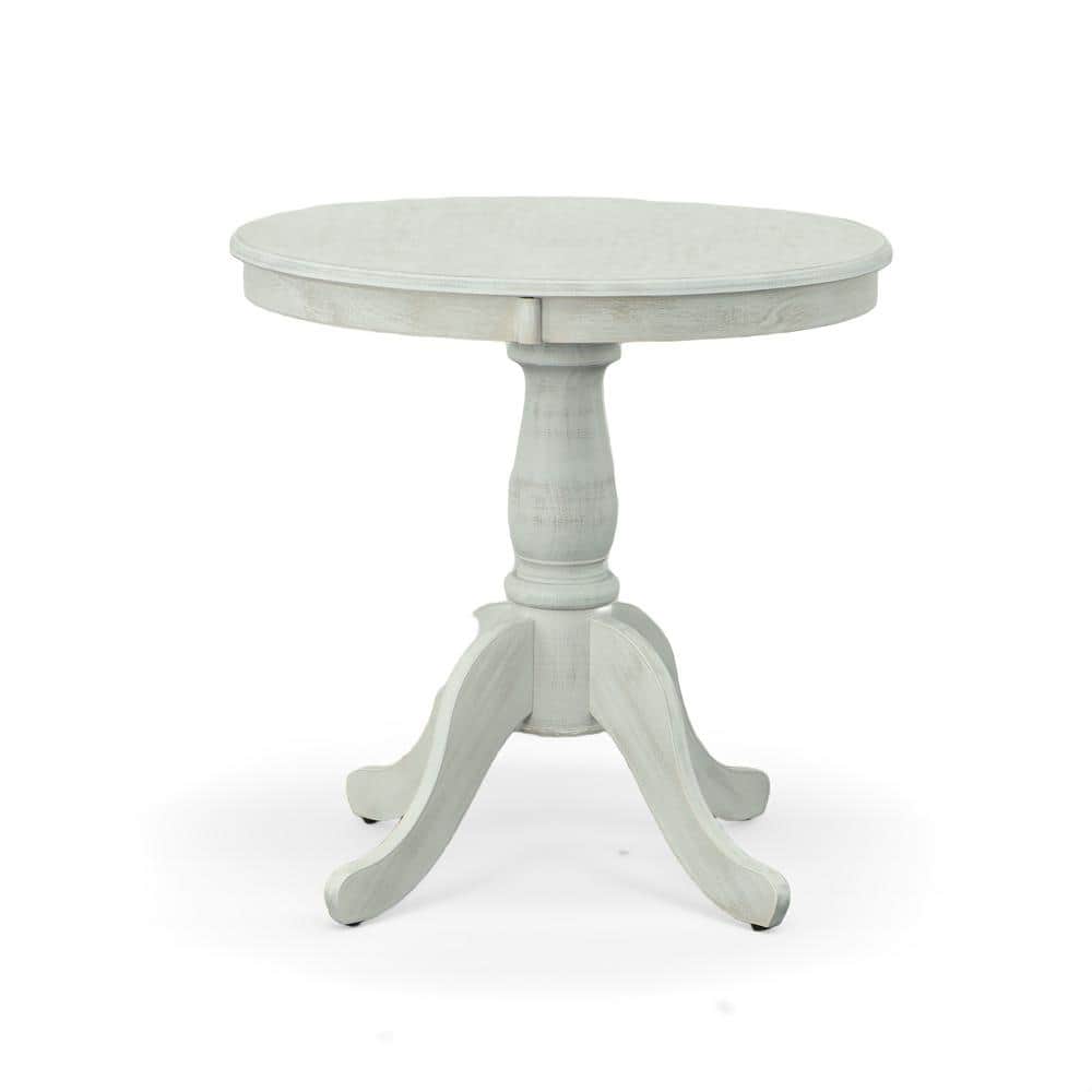 Fairview Whitewash Wood 30 in. Pedestal Dining Table Seats 4