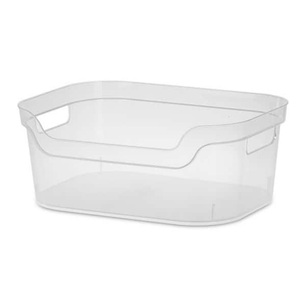 5.25 in. x 9.5 in. x 13 Clear Plastic Cube Storage Bin w/Carry Handles, 16-Pack