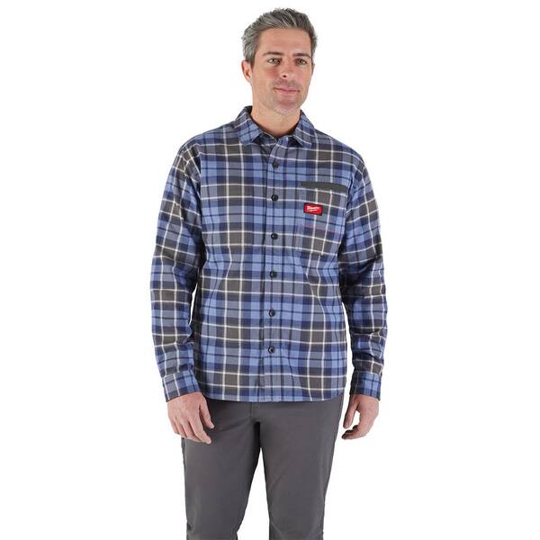 Milwaukee Men's 3X-Large Blue GRIDIRON Flannel Shirt M551U-3X - The Home  Depot