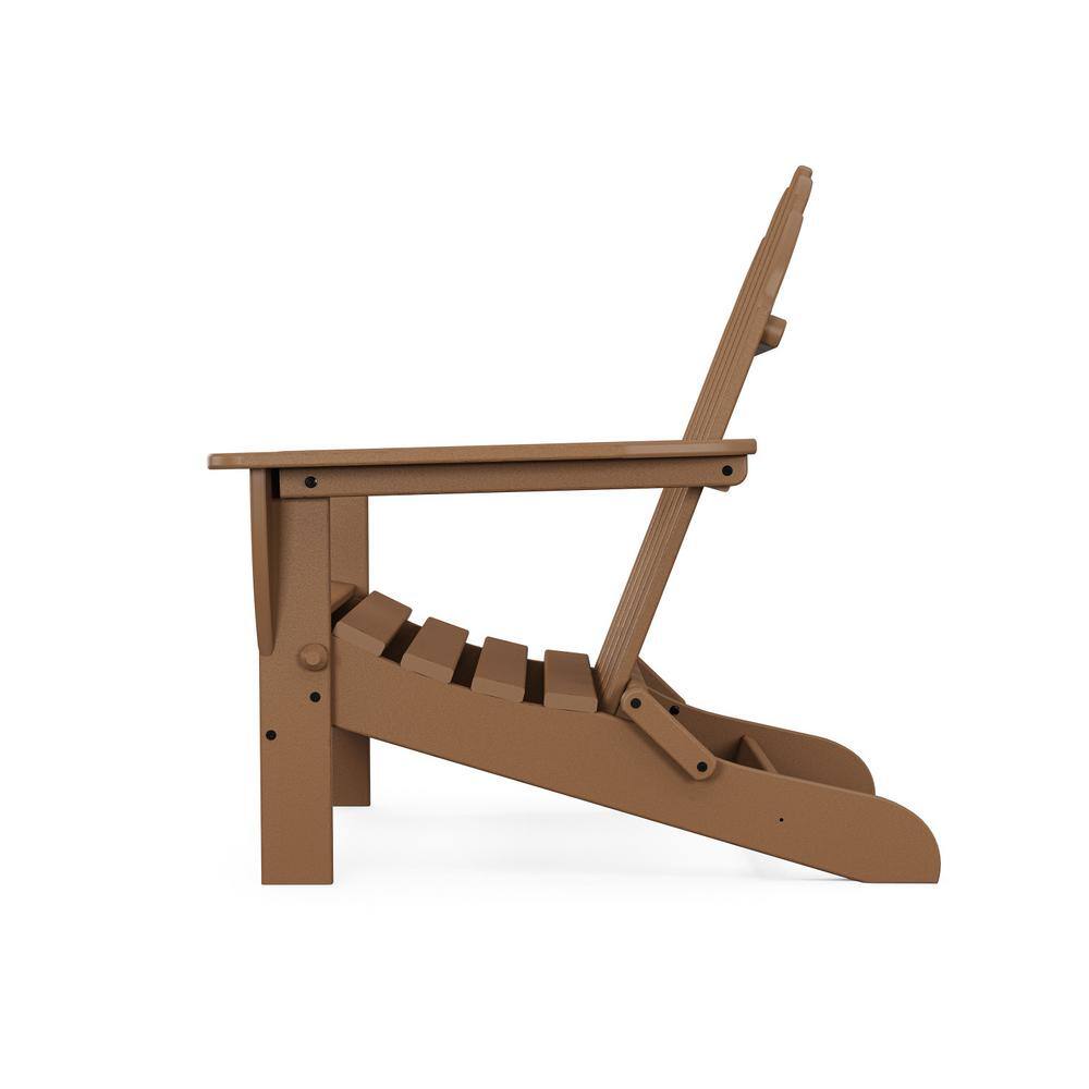 Eco-Friendly Dark Teak Polywood Folding Adirondack Chair