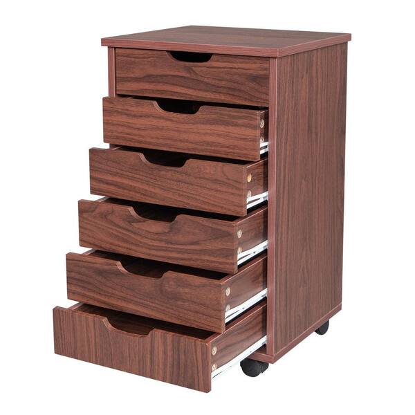 Karl Home 6 Drawer Walnut Wood File, Bead Storage Cabinets Wood
