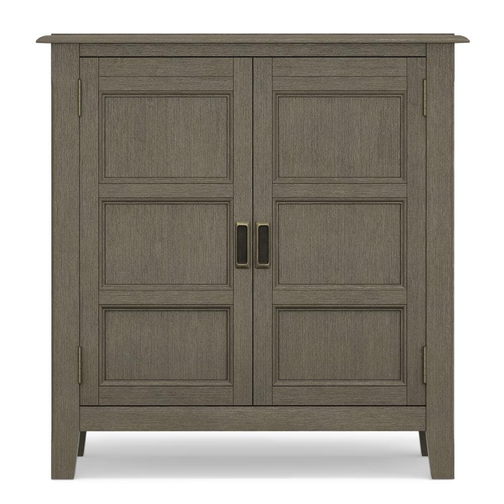 Farmhouse Grey Solid Pine Freestanding Office Cabinet with Adjustable Shelving