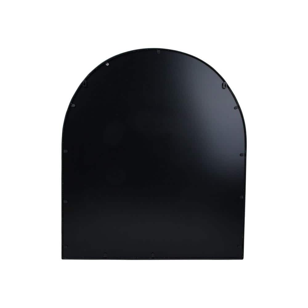 Arched Black Metal Framed Wall Mirror
