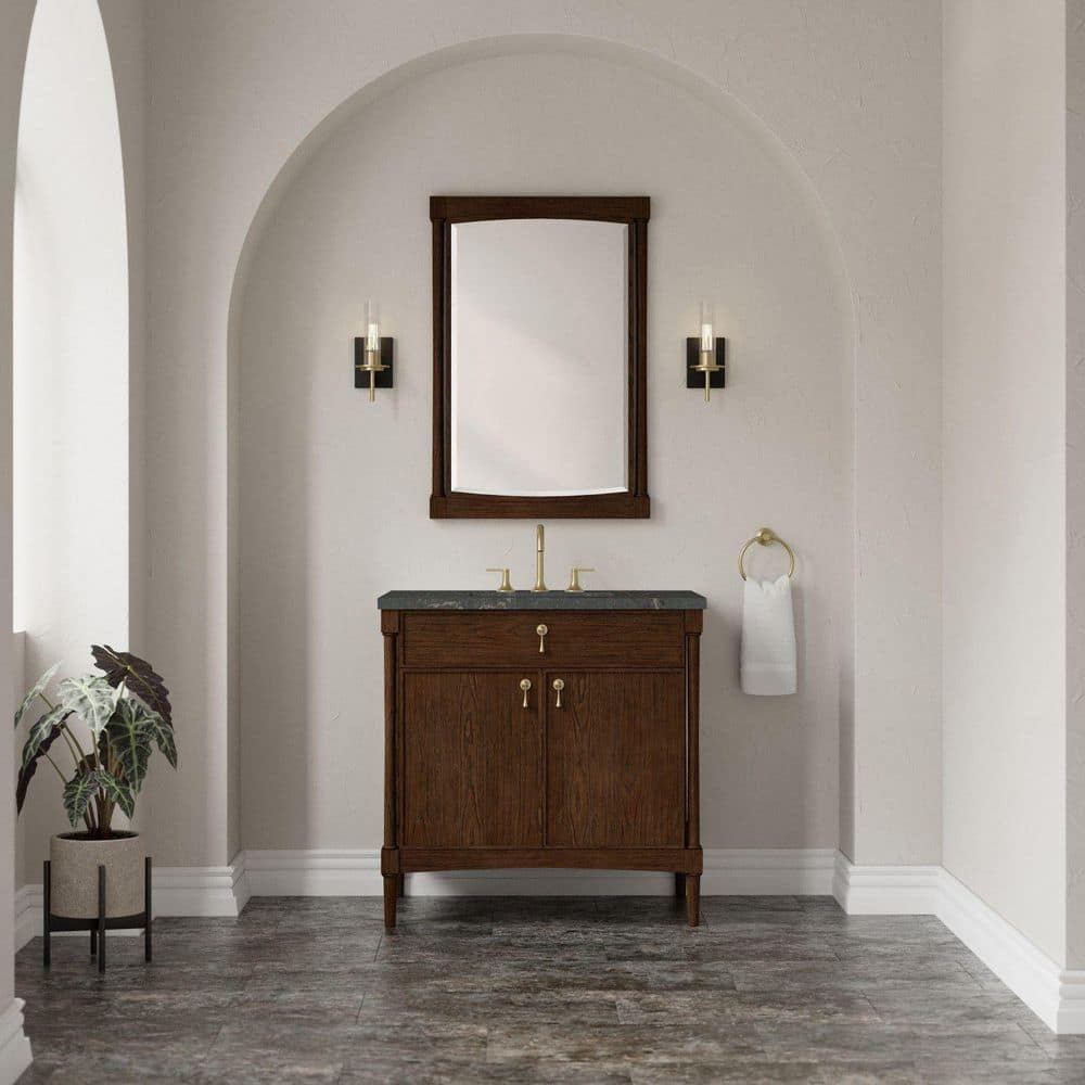 Kinnsden 36.0 in. Single Bath Vanity in Sable Oak with Parisien Bleu Quartz Top price history on PriceWatchPro