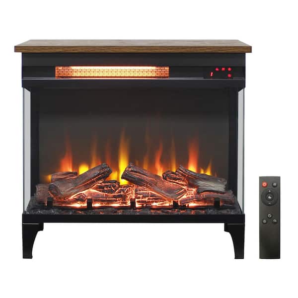 24 in. 1500-Watt Black 5000 BTU Freestanding Electric Fireplace Utility Convection Infrared Space Heater with Remote