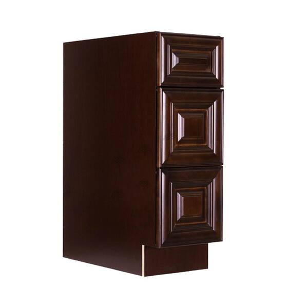 LIFEART CABINETRY Edinburgh Assembled 12 in. x 34.5 in. x 24 in. Base Cabinet with 3 Drawers in Espresso