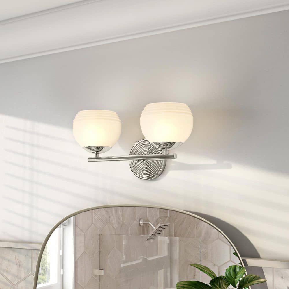 Moon Breeze Polished Nickel 16" Vanity Wall Light with Opal Glass