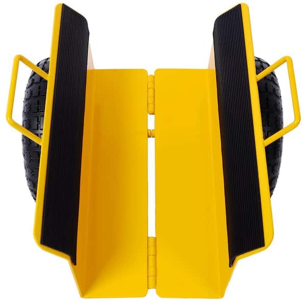 Yellow 600 lb. Heavy Duty Hand Truck with Handle and 2 10 in. Peneumatic Tires for Material Handling