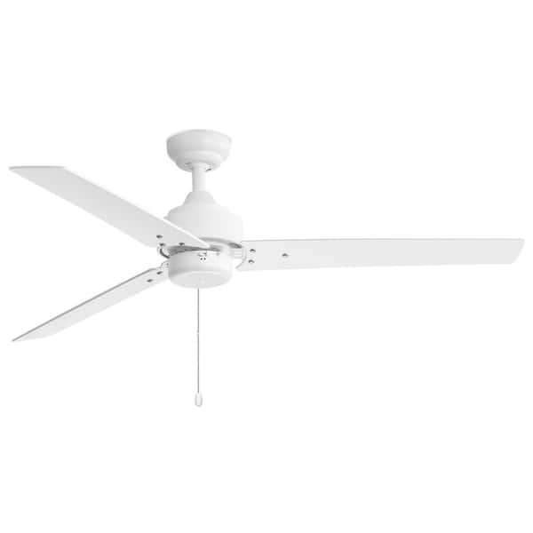 Breezary Sunil 52 in. Indoor 3-Speed White Ceiling Fan with Pull Chain, Downrod and 3 Reversible Blades