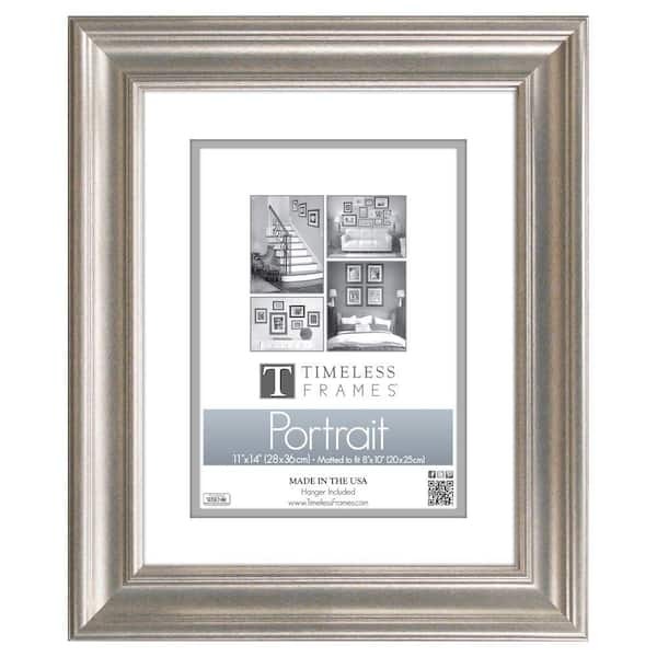 Timeless Frames Lauren 1-Opening 11 in. x 14 in. Silver Matted Picture Frame