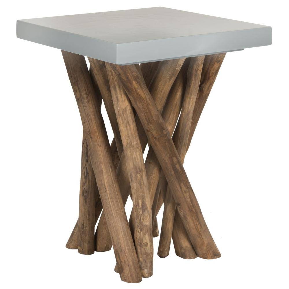 Hartwick Transitional Square Gray Teak Branch Side Table