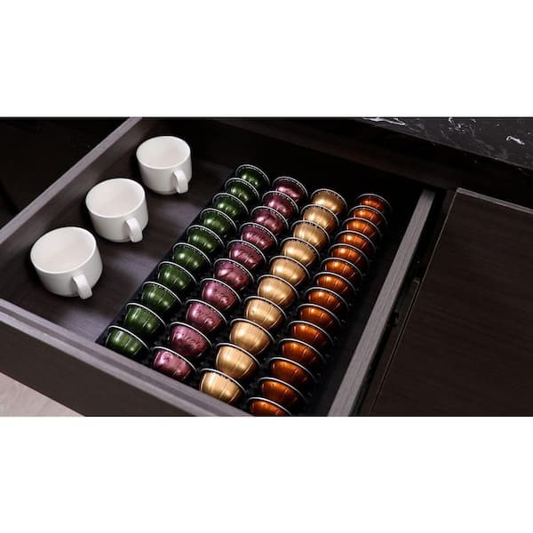 Black Coffee Pod Organizer Drawer Insert with Even Slot Spacers for Nespresso Vertuoline Capsules, 1 Piece