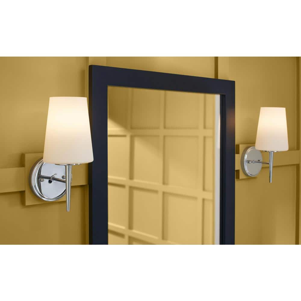 Driscoll Chrome 1-Light Outdoor Sconce with Opal Etched Glass