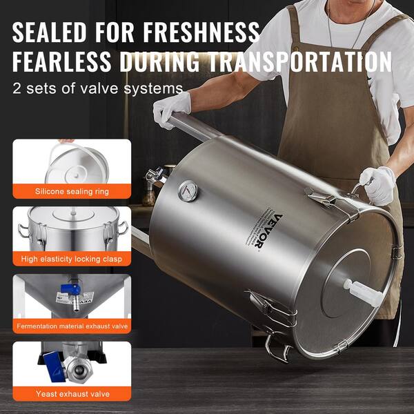Brewer's Best 8 Gallon Stainless Steel Homebrewing Kettle - With Two Ports