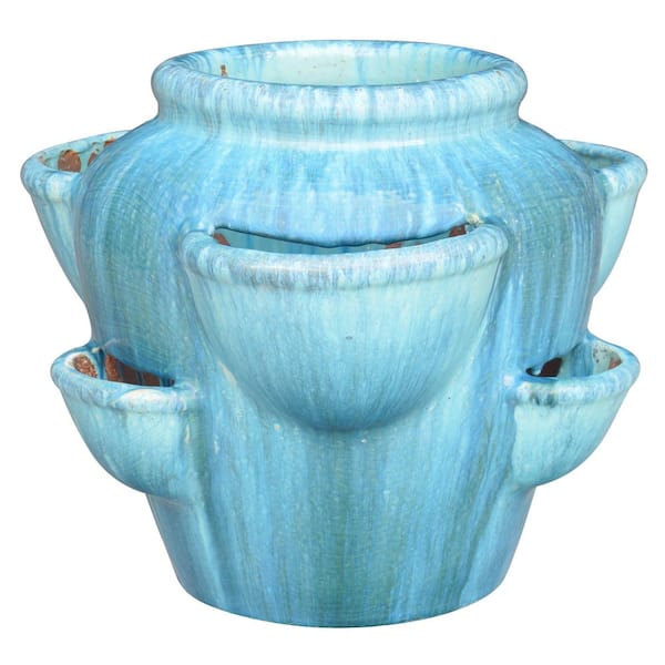 Unbranded 14.5 x 7 x 12 Caribbean Blue Decorative 21Qt Strawberry Jar