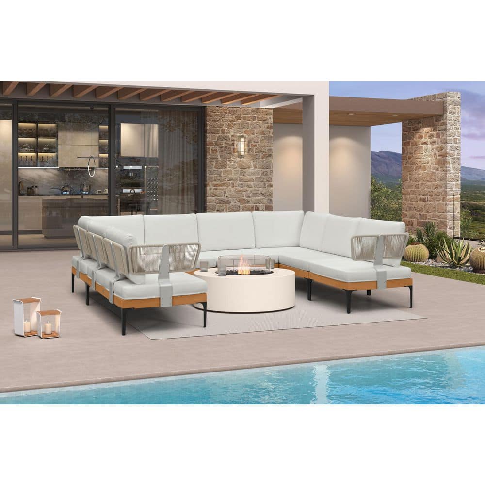 8 Pieces Patio Conversation Set with Cushions and Pillows Modern Wicker Outdoor Furniture Set, White price history on PriceWatchPro